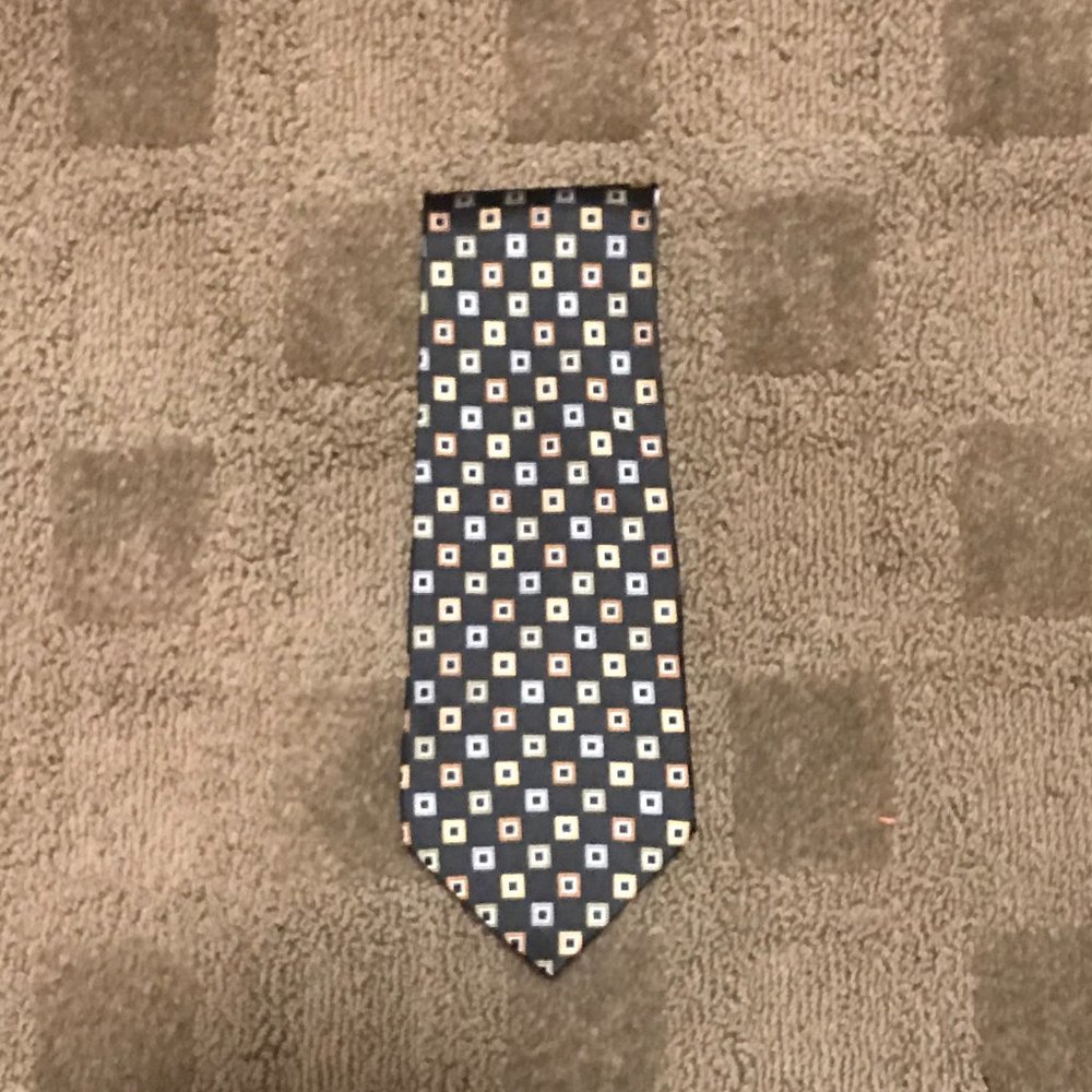 Men's Claiborne charcoal tie with squares